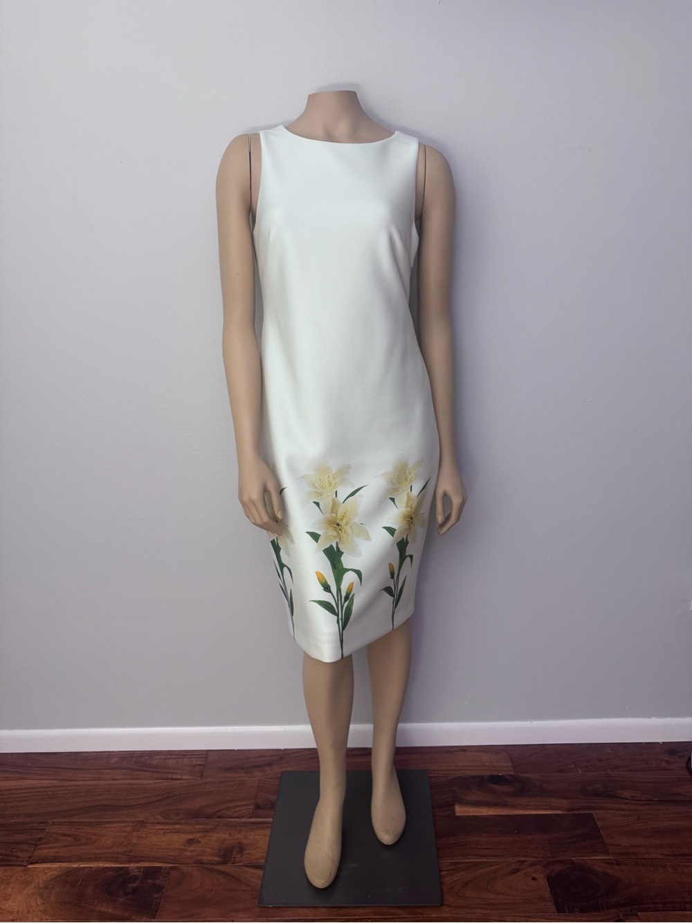 Calvin Klein White Floral Sheath Dress Size 6